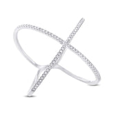 0.21ct 14k White Gold Diamond Lady's "X" Ring Size 10